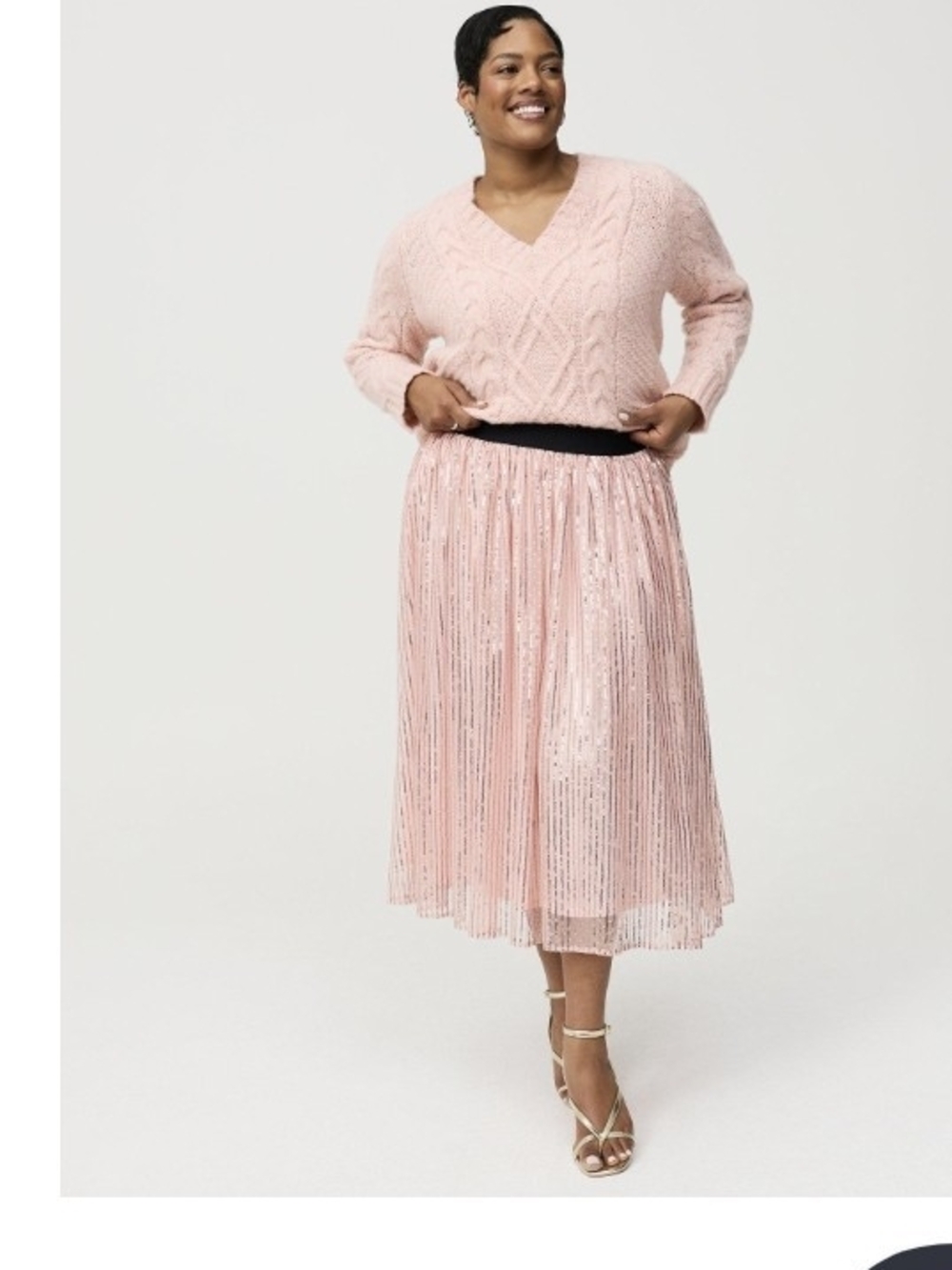 Torrid MAXI SWISS DOT PLEATED Pink Sequin Skirt  Size 2 18/20 Nwt
